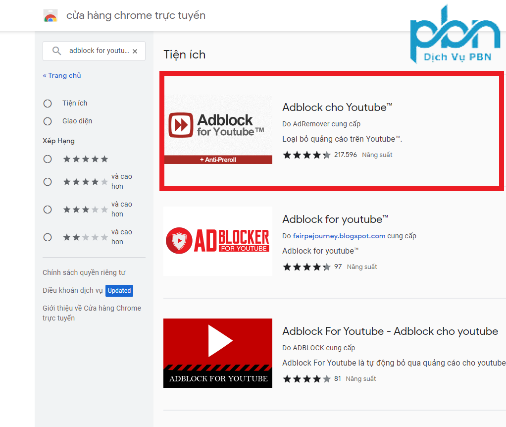 chan quang cao Youtube - Các tiện ích chặn quảng cáo Youtube miễn phí